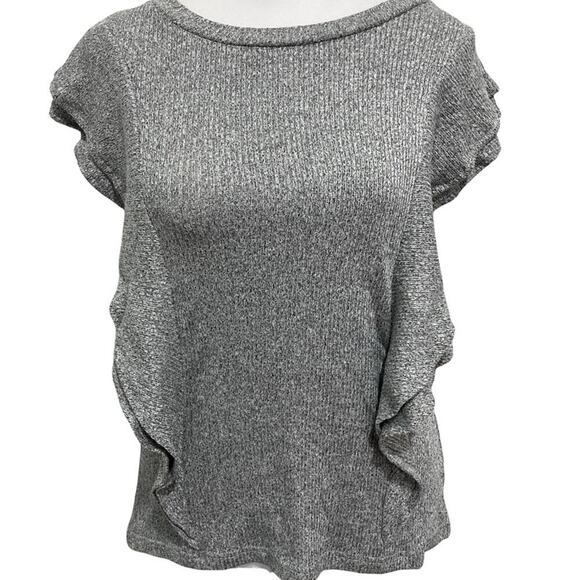 BB Dakota Milky Way Knit Top NWT New Marled Gray Ruffle Sleeveless size S - Picture 1 of 10